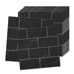 12 in. x 12 in. Vinyl Black Peel and Stick Subway Backsplash Tile for Kitchen and Bathroom, 30-Pack (Covers 30 sq. ft.)