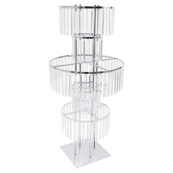 YIYIBYUS 43.3 in. H, Silver 5-Tier Iron Acrylic Decorative Stand Wedding Party Event Tabletop Centerpieces