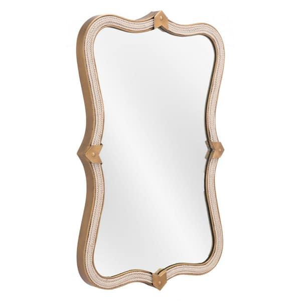 HomeRoots 19.7 in. x 31.9 in. Classic Irregular Framed Gold Vanity Mirror