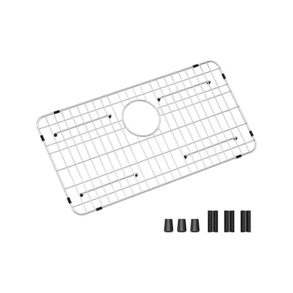 26 in. L x 14 in. W Kitchen Sink Grid Protector Stainless Steel Rear Drain Single Bowl Silver Finish