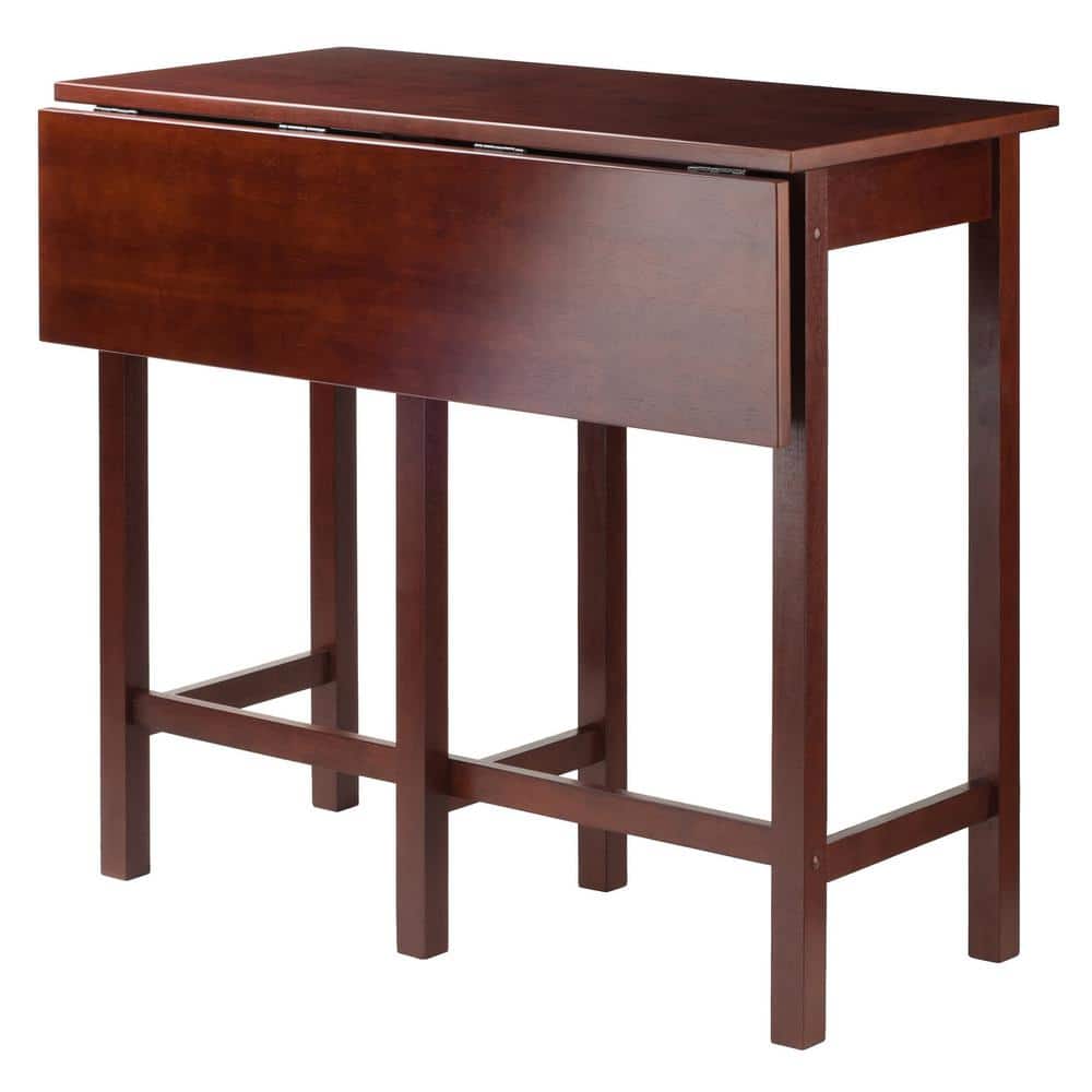 Antique Walnut Extendable Bar-Height Dining Table with Leaf