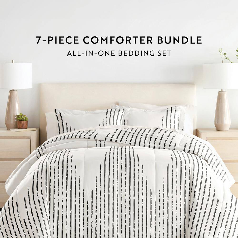 Twin Gray and White Microfiber Diamond Stripe Bedding Set
