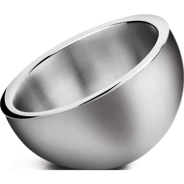 9 in. 70 fl. Oz. Silver Stainless Steel Double Wall Insulated Angled Serving Bowl