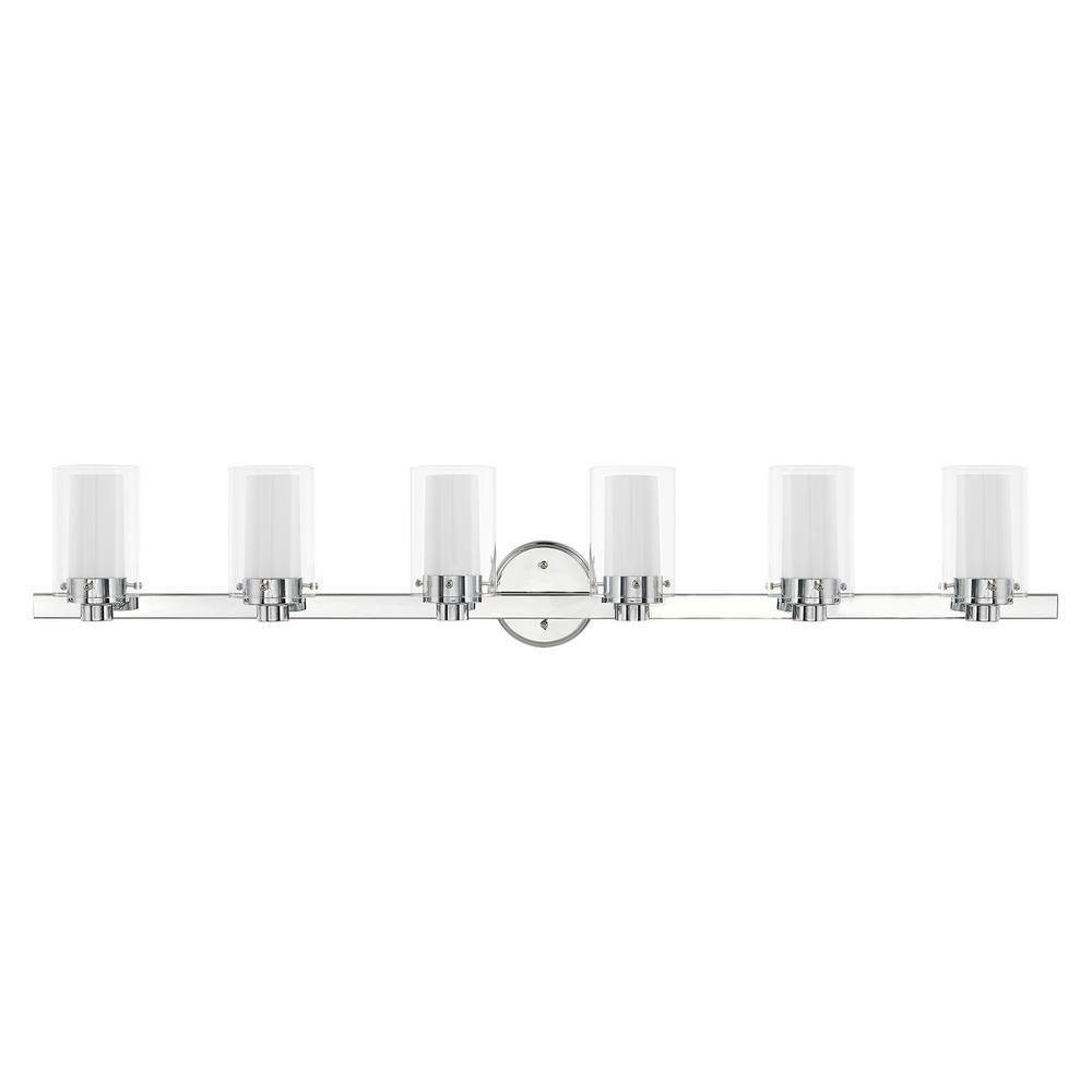 Polished Chrome 6-Light Vanity Light with Opal Glass Shades