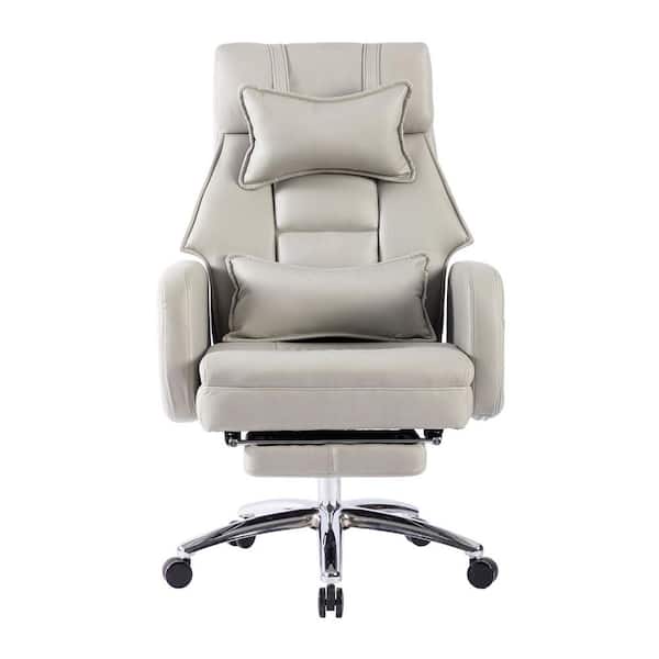 Unbranded Light Gray Swivel Ergonomic Adjustable Height Office Chair with Lumbar Support Headrest and 155° Reclining