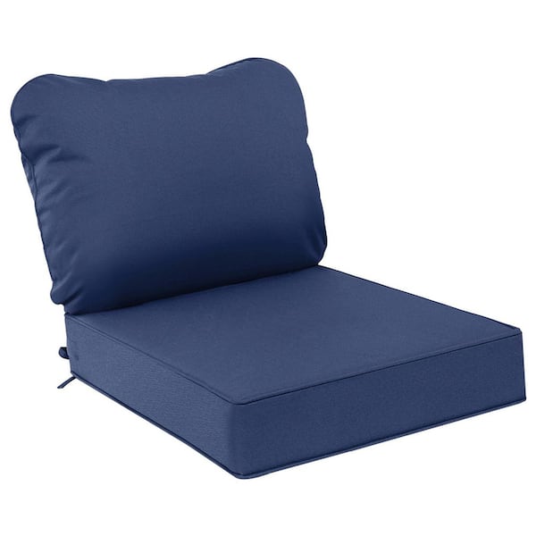Unbranded 24 in. x 24 in. Outdoor Deep Seat Lounge Chair Patio Cushions, Zipper Closure Covers with 2-Ties, Navy Blue (Set of 1)