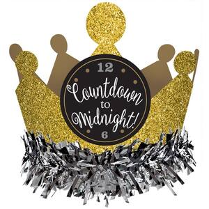 New Year's 5.2 in. Gold Glitter Crown (6-Pack)