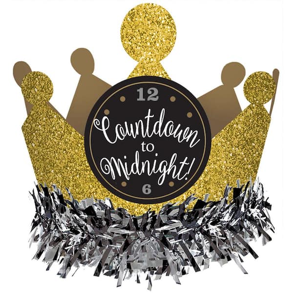 Amscan New Year's 5.2 in. Gold Glitter Crown (6-Pack)
