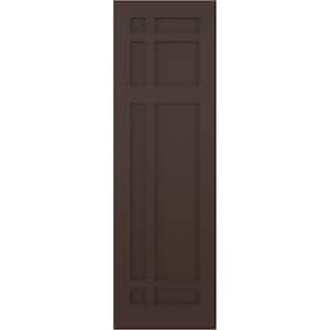 12 in. x 47 in. Flat Panel True Fit PVC San Juan Capistrano Mission Style Fixed Mount Shutters Pair in Raisin Brown
