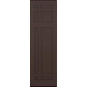 12 in. x 60 in. True Fit PVC San Juan Capistrano Mission Style Fixed Mount Flat Panel Shutters Pair in Raisin Brown