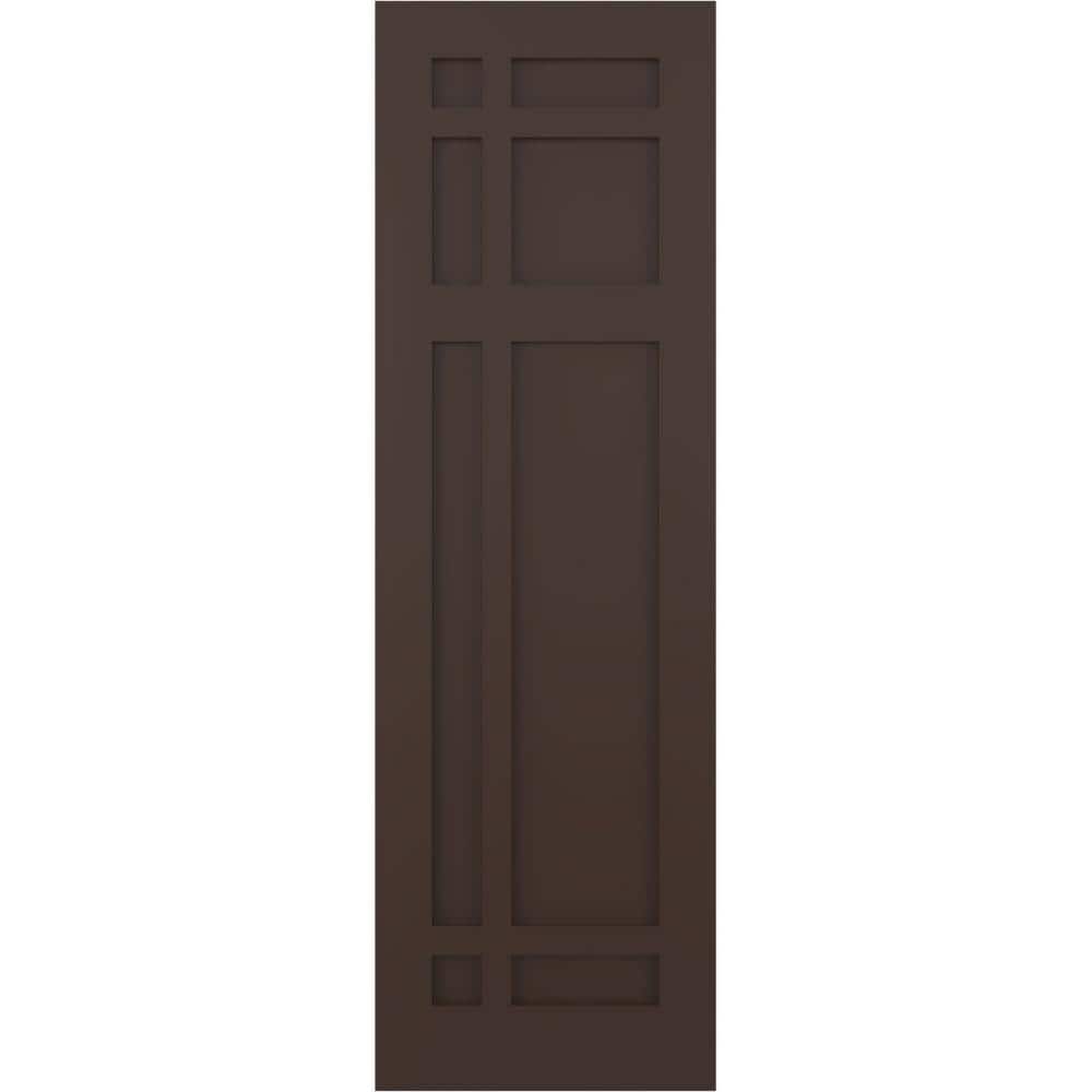 True Fit 18 in. x 27 in. Flat Panel PVC San Juan Capistrano Mission Style Fixed Mount Shutters Pair in Raisin Brown price history on PriceWatchPro