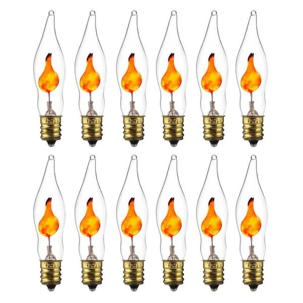 Sunlite 3-Watt CA5 Candelabra Incandescent Flicker Flame E12 Base Light Bulbs (12-Pack)