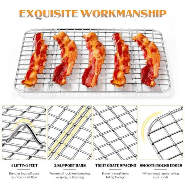 8.6 in. x 6.2 in. Stainless Steel Cooling Rack for Toaster Oven, Cooking, Roasting, Grilling, Cake and Bacon (2-Pack)