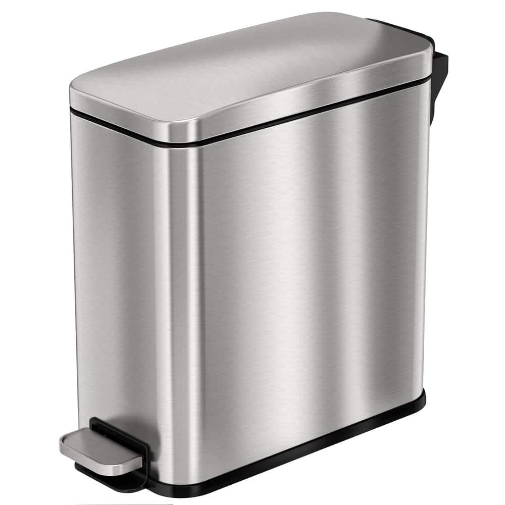 Compact Silver Stainless Steel Fire-Rated Pedal Trash Can