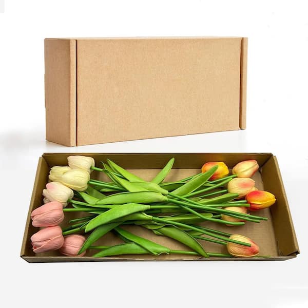Afoxsos 3.93 in. H 20 Pieces White Artificial Tulips for Home