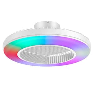 Baylee 20 in. Dimmable LED Indoor Modern White Smart Flush Mount Ceiling Fan with RGB Light, Acrylic Shade and Remote