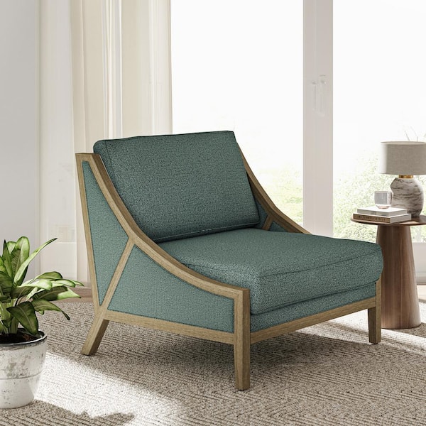 Nan Teal Accent Armchair with Solid Wood Legs