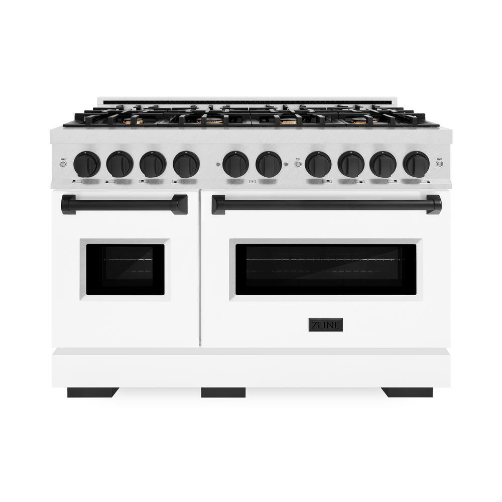 Autograph 48 in. Classic Double Oven Dual Fuel Range with 8 Burners in Satin Steel with White Doors and Black Accents price history on PriceWatchPro