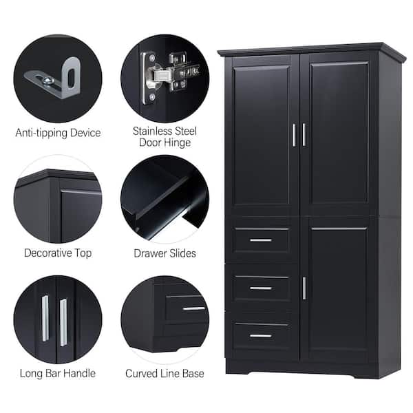 IDÉE STORAGE TALL ブラック　新品 Modern 32.6 in. W x 19.6 in. D x 62.2 in. H Black Linen