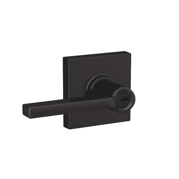 Schlage Custom Latitude Matte Black Keyed Entry Door Handle with Collins Trim