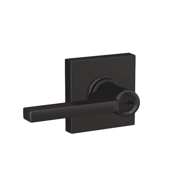 Schlage Bowery Matte Black Keyed Entry Door Knob with Collins Trim F51A BWE  622 COL - The Home Depot