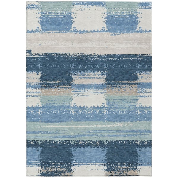 Chantille Machine Washable Indoor/Outdoor Abstract ACN2772 Denim 10 ft. x 14 ft. Area Rug