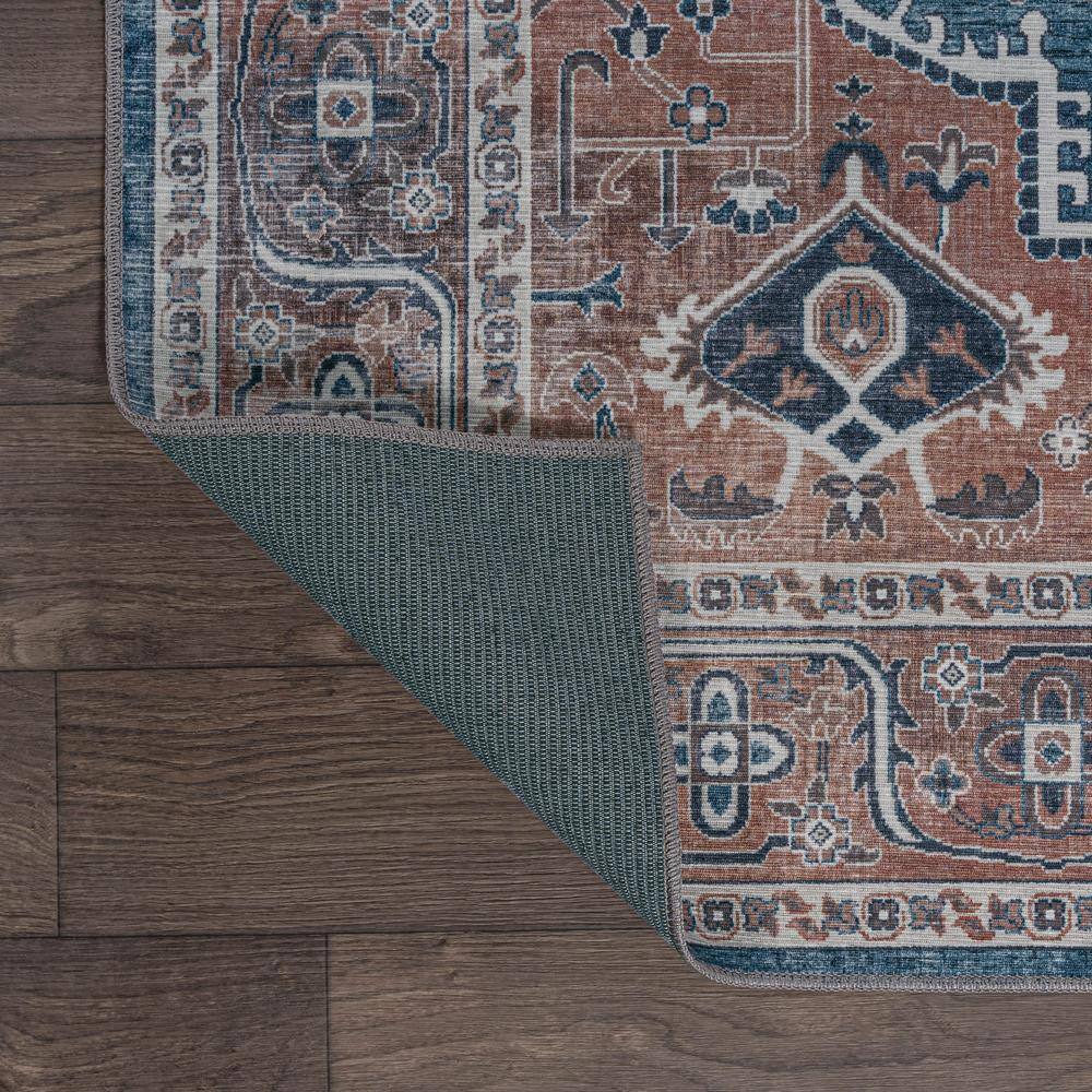 Navy and Brown Medallion Washable Chenille Area Rug 8' x 10'
