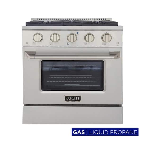 Pro-Style 30 in. 4.2 cu. ft. Propane Gas Range with Sealed Burners and Convection Oven with Silver Oven Door