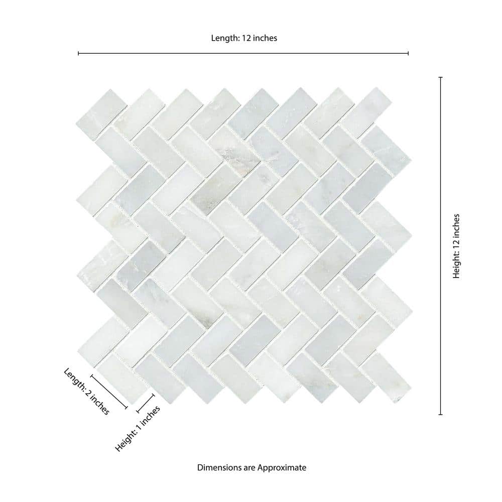 Greecian White Herringbone Polished Marble Mosaic Tile