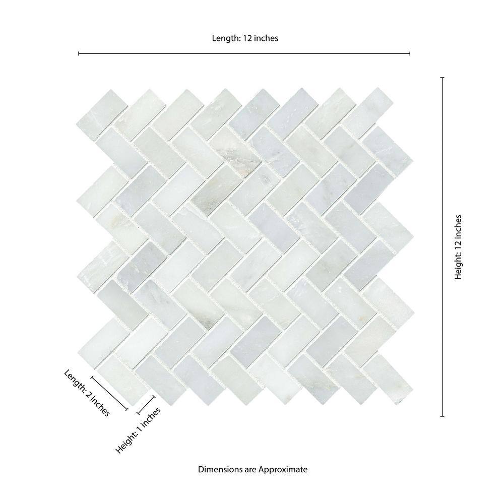 Greecian White Herringbone Polished Marble Mosaic Tile