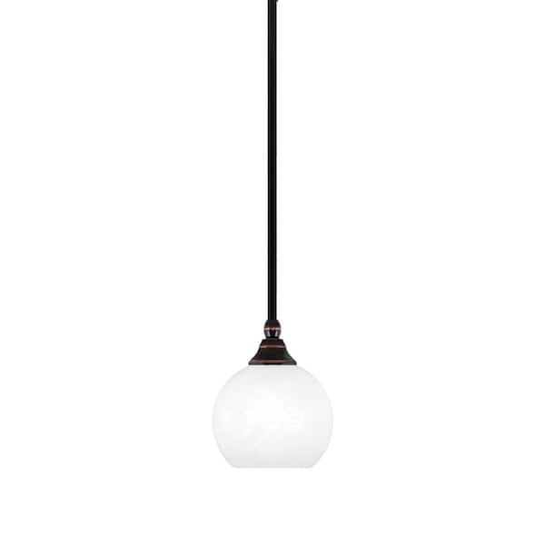 Unbranded Sparta 100-Watt 1-Light Black Copper Mini Pendant Light with White Marble Glass and Light Bulb Not Included