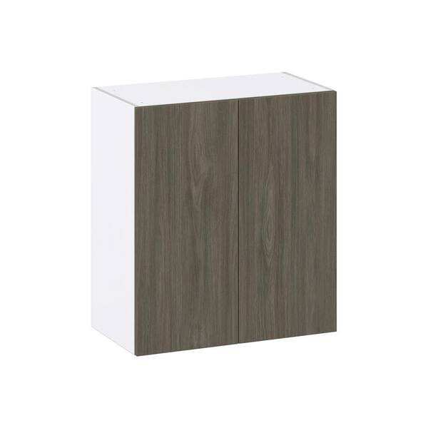 J COLLECTION Medora Textured 30 in. W x 40 in. H x 14 in. D Slab Walnut Assembled Wall Blind corner Kitchen Cabinet