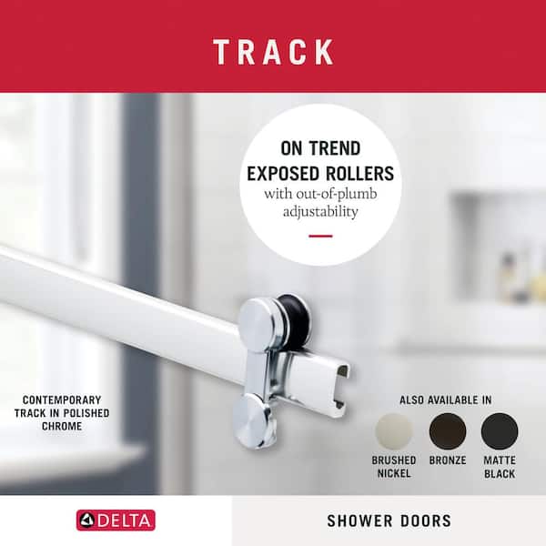 48-60 in. W Contemporary Frameless Sliding Shower Track Assembly Kit in Chrome (For 1/4 in. (6mm) Glass)