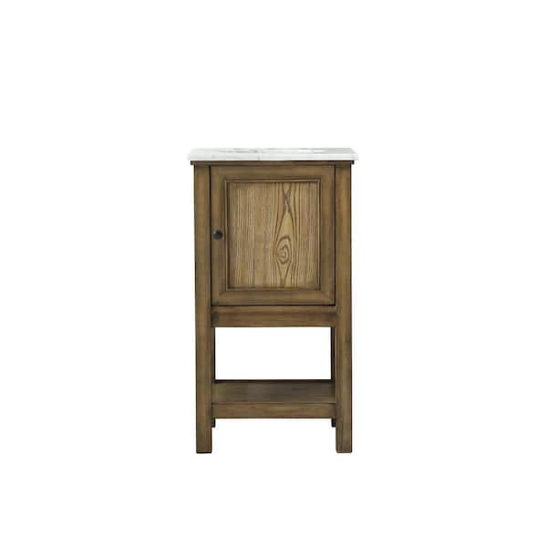 Unbranded Timeless Home 19 in. W x 19 in. D x 34 in. H Single Bathroom Vanity in Driftwood with White Marble