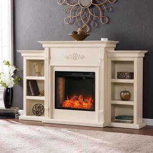 Bettram Alexa-Enabled 70.25 in. Bookcase Electric Smart Fireplace in Ivory
