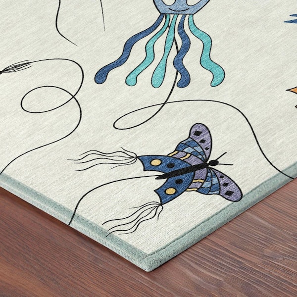 Chantille Machine Washable Indoor/Outdoor Abstract ACN2659 Ivory 10 ft. x 14 ft. Area Rug