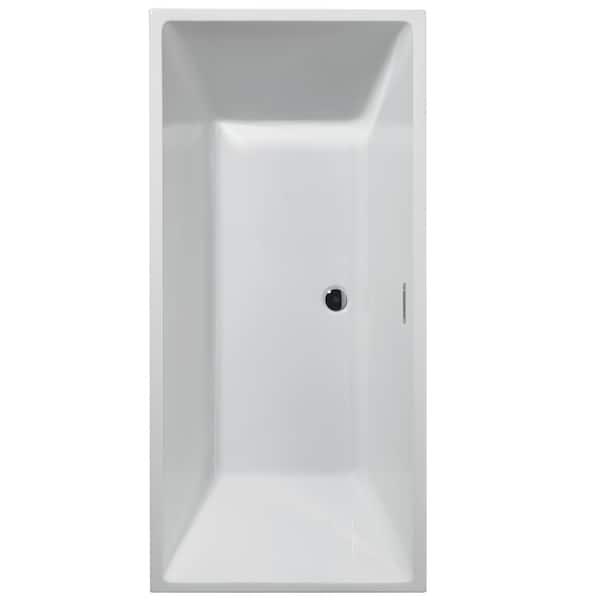 Slade 67 in. Acrylic Flatbottom Bathtub with Integrated Waste in White