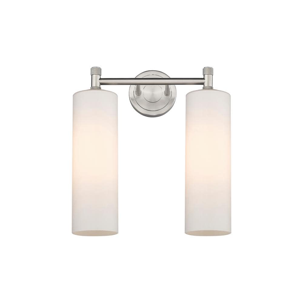 Crown Point 13.88 in. 2-Light Satin Nickel Vanity Light with Glass Shade price history on PriceWatchPro