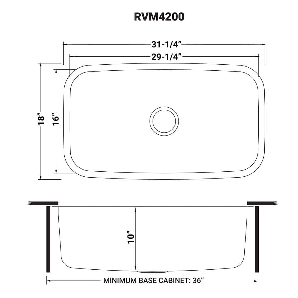 Ruvati 35-inch Drop-in Stainless Steel Single Bowl Kitchen Sink