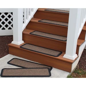 Step Mat Beige 30 in. x 10 in. Synthetic Stair Tread Cover Set of 6