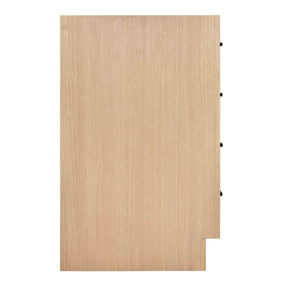 Hepburn 66" Medium Oak Freestanding Bathroom Vanity Base with Black Hardware