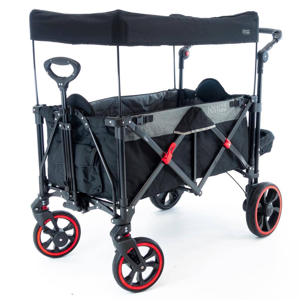 21 cu.ft. Metal Folding Garden Cart Platinum Series in Black