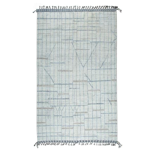 Ivory 5 ft. x 9 ft. Contemporary Marrakech Hand-Knotted Wool Rug, Luxurious Handspun for Stylish Home De, Area Rug