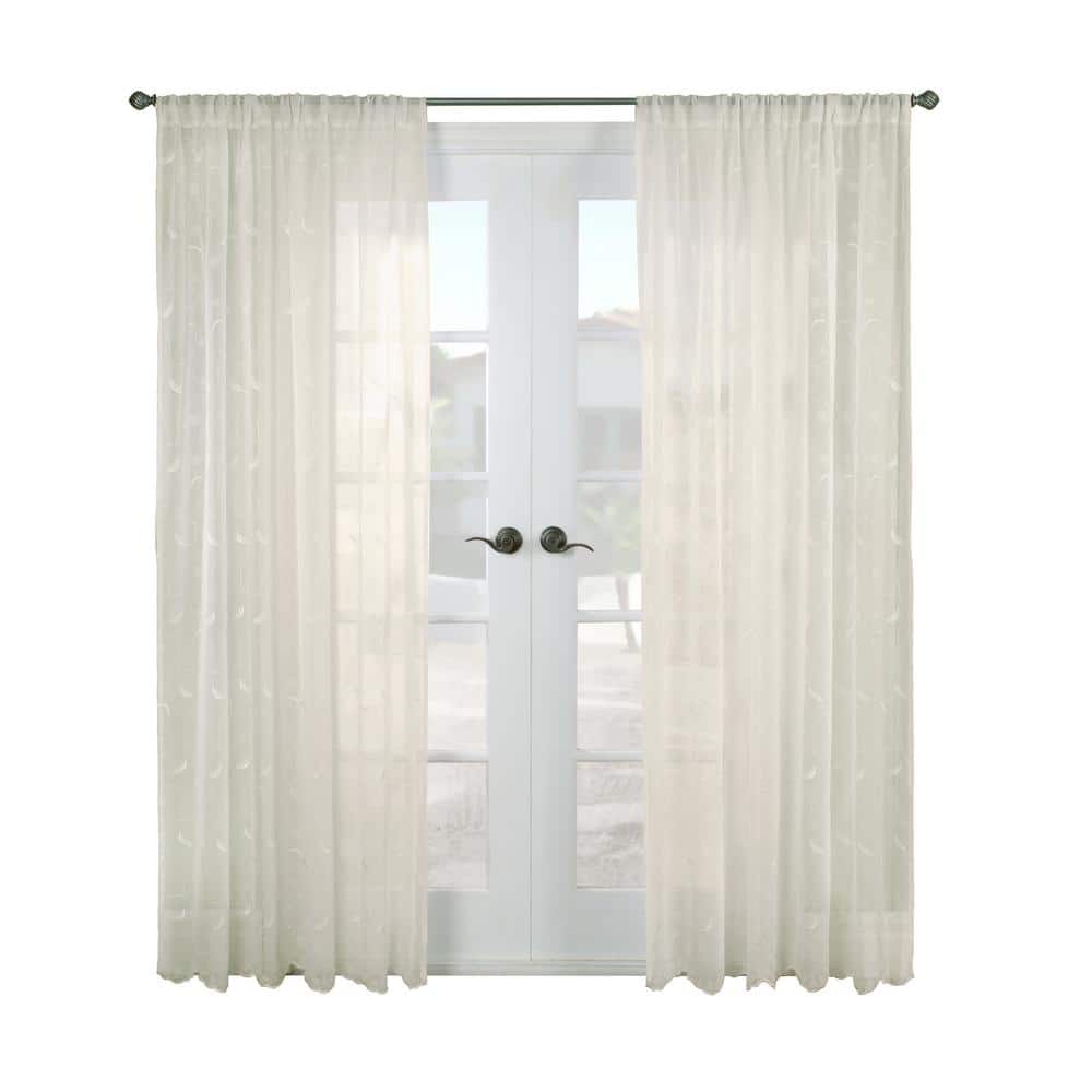 Habitat Hathaway Cream 96 in. L x 54 in. W Sheer Rod Pocket Curtain