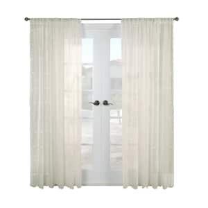 Hathaway Cream 96 in. L x 54 in. W Sheer Rod Pocket Curtain Panel