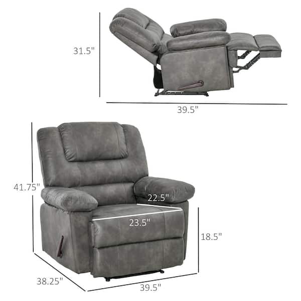 HOMCOM PU Leather Recliner Sofa Manual 150°Reclining Angle with Pull-Out