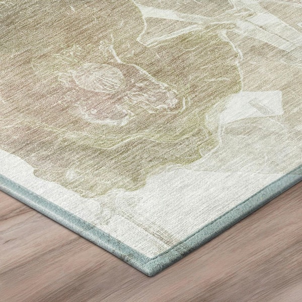 Chantille Machine Washable Indoor/Outdoor Abstract ACN2885 Taupe 8 ft. x 8 ft. Round Rug