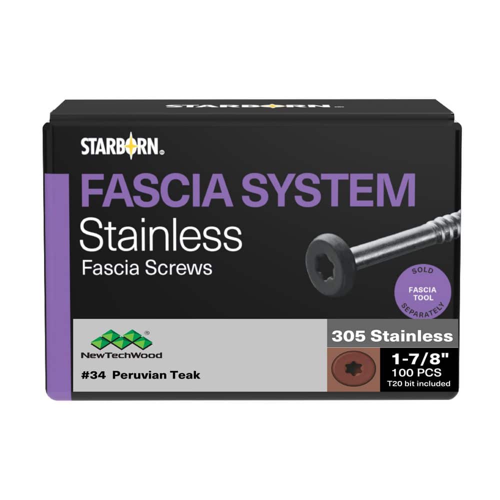 "#9 x 1-7/8 in. Stainless Steel Star Drive Pan Head Composite Fascia Screw Peruvian in Teak (100-Pack)" price history on PriceWatchPro