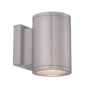 Tube 2-Light Brushed Aluminum ENERGY STAR LED Indoor or Outdoor Wall Cylinder Light