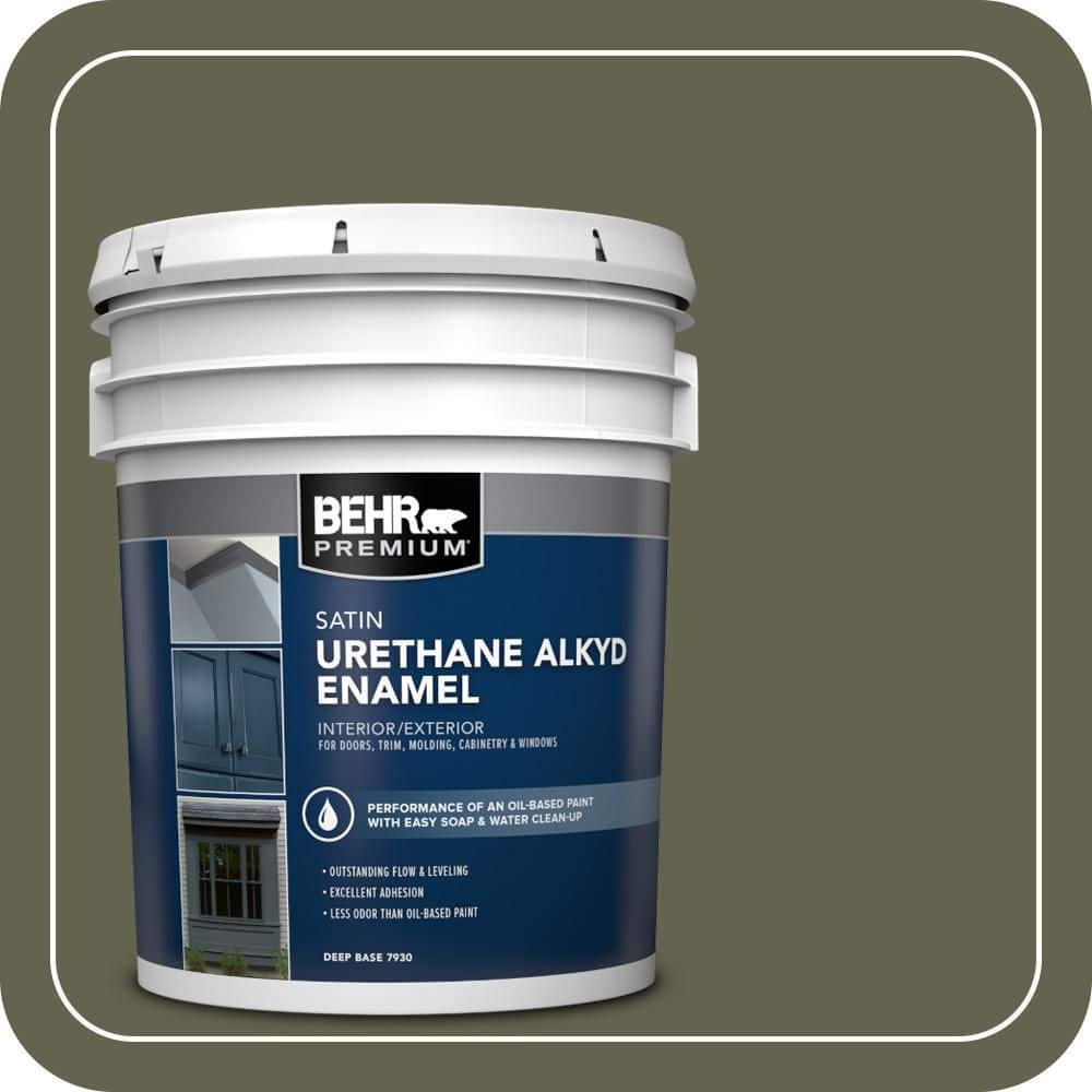 BEHR PREMIUM 5 gal. #N350-7A Mountain Olive Urethane Alkyd Satin